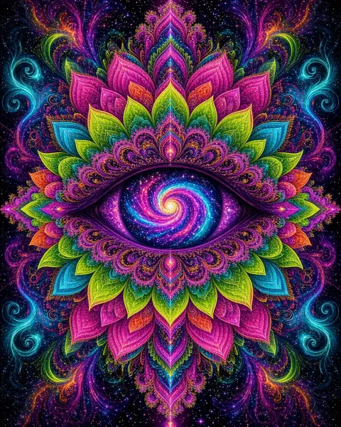 Galaxy Eye Mandala — AI-assisted psychedelic artwork by Dacwoo