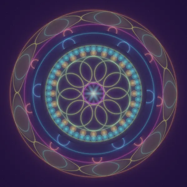 Lantern Ring Mandala — AI-assisted psychedelic artwork by Dacwoo