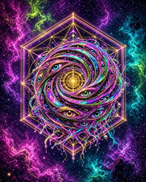 Ringed Eye Watcher — AI-assisted psychedelic artwork by Dacwoo