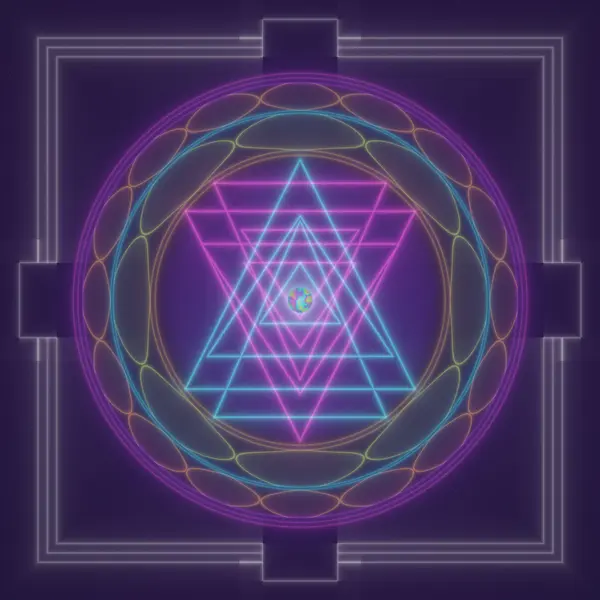 Sri Yantra Bloom — AI-assisted psychedelic artwork by Dacwoo